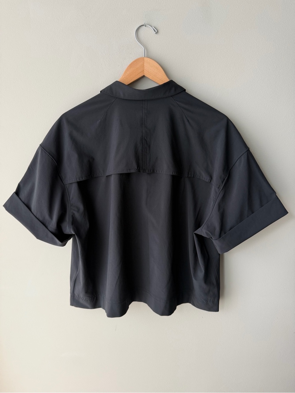 Athleta Black Short-Sleeve Button Front Utility Shirt - Picture 2 of 3